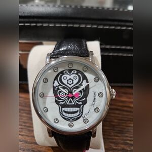 Betsy Johnson Skull Face With Crystal Numbers New Watch. Works.